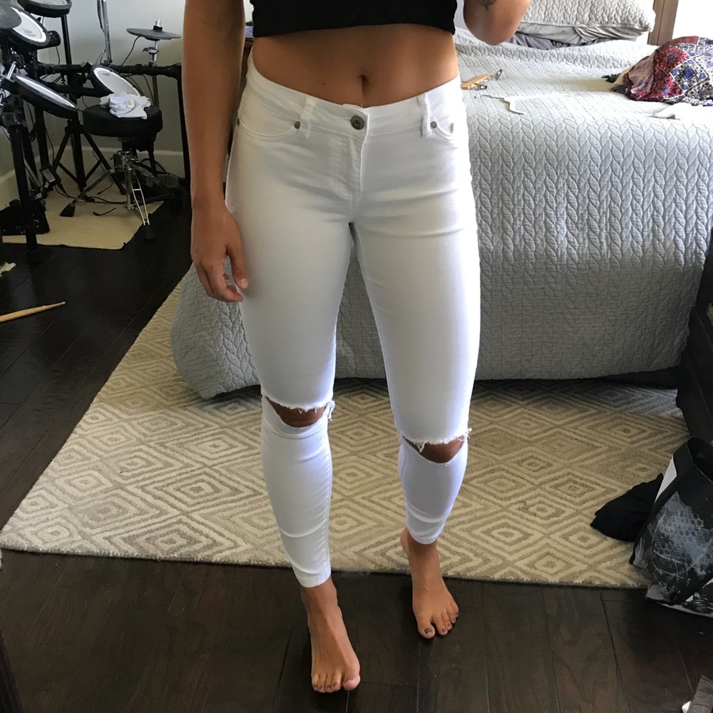 Mid rise white jeans